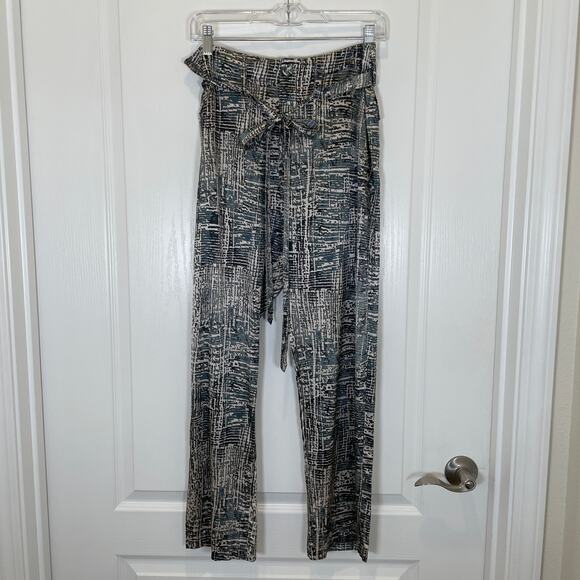 Johnny Was Pete & Greta Silk Straight Leg Pants Belted Printed S - Picture 1 of 7